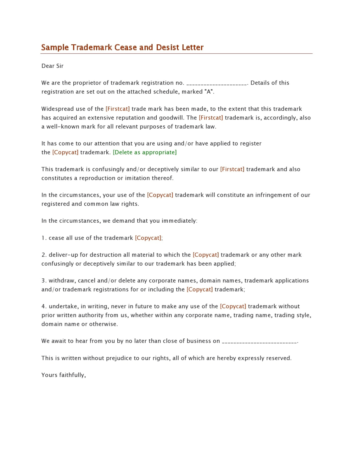 Free Sample Amazon Cease And Desist Letter Template Doc