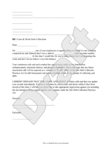 Free Sample Collection Agency Cease And Desist Letter Template Sample