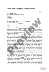 Free Sample Copyright Infringement Cease And Desist Letter Template Excel