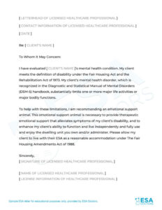 Free Sample Emotional Support Animal Letter Colorado Template Sample