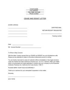 Free Sample General Cease And Desist Letter Template