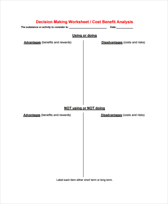 Printable Basic Cost Benefit Analysis Template Doc