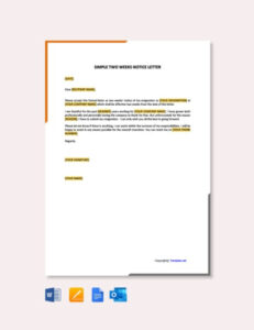 Printable Simple Two Week Notice Letter Template Doc