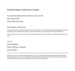 Printable Therapist Emotional Support Animal Letter Template