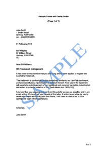 Sample Cease And Desist Debt Collection Letter Template Pdf