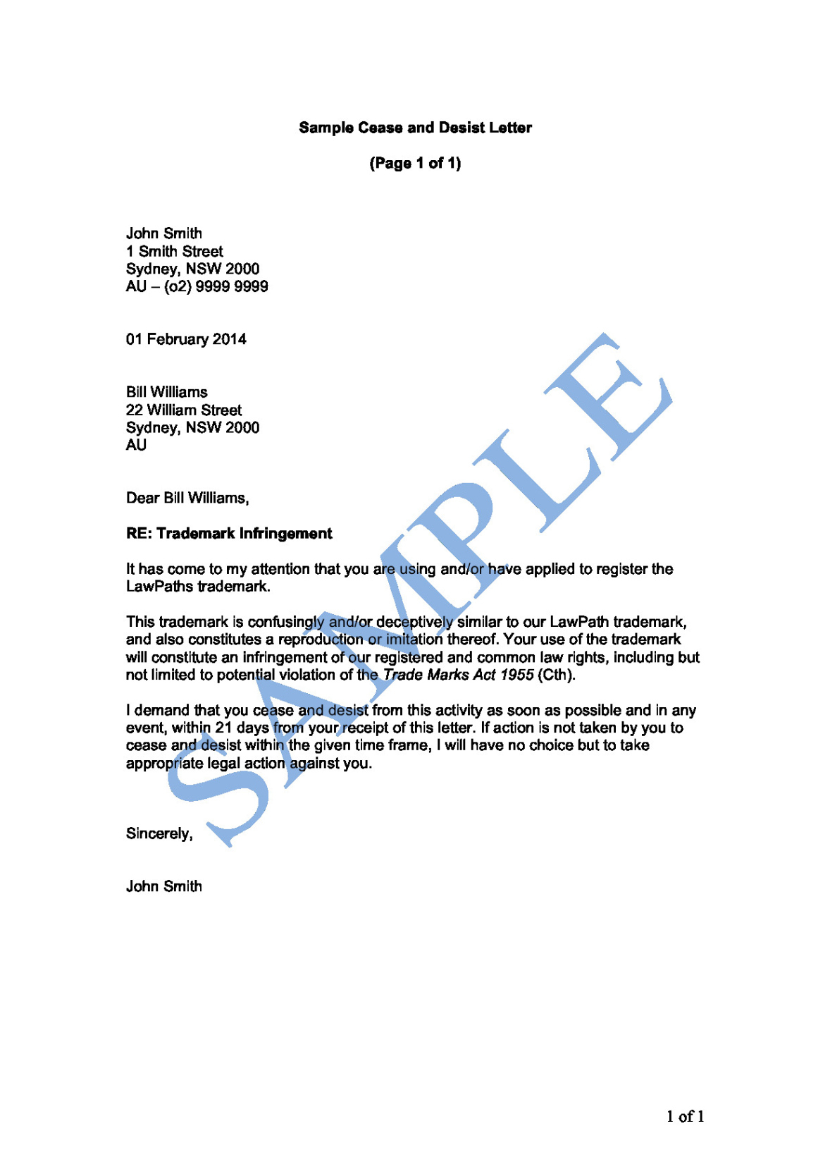 Sample Cease And Desist Debt Collection Letter Template Pdf