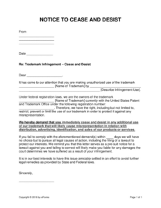 Sample Cease And Desist Letter Patent Infringement Template Excel