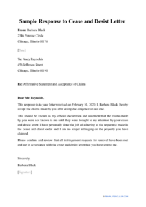 Sample Cease And Desist Letter Trademark Infringement Template Pdf