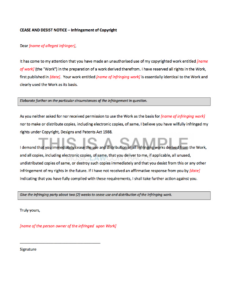 Sample Cease And Desist Trademark Letter Template Excel