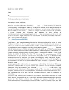 Sample Harassment Personal Cease And Desist Letter Template Sample