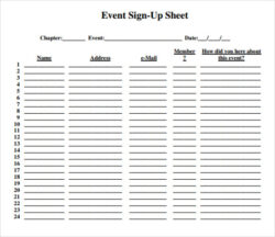 camp sign up sheet template camp sign up form template doc