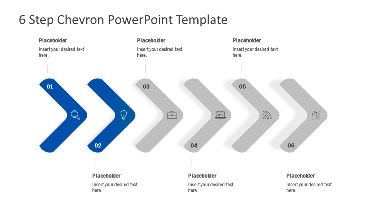 Costum 6 Step Chevron Powerpoint Template  Slidemodel Ppt Example