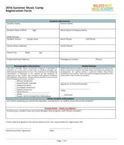 editable editable summer camp registration form template camp sign up form template pdf