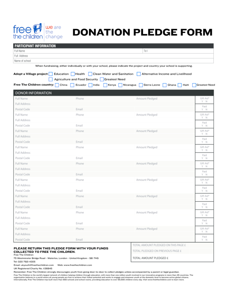 editable fundraising template free printable pledge sheets fill out  sign online  dochub fundraiser sign up sheet template sample