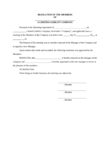 editable resolution llc manager template doc template  pdffiller corporate resolution for signing authority template