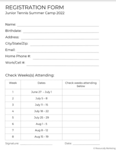 editable summer camp form template camp sign up sheet template example