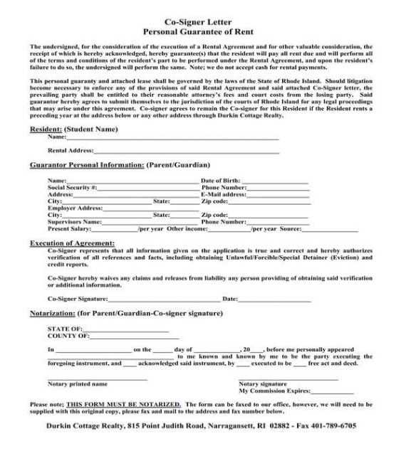 free 5 real estate lease guarantee cosigner agreement forms in pdf  ms word agreement between co signer and borrower template word