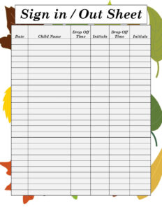 free sign in sheets for daycare school preschool sports  etsy in 2022 daycare sign in and out sheet template example