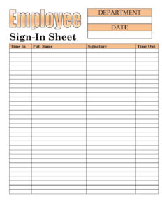 printable employee sign in sheet printable form digital file instant download editable  peach lined employee sign in sheet template doc