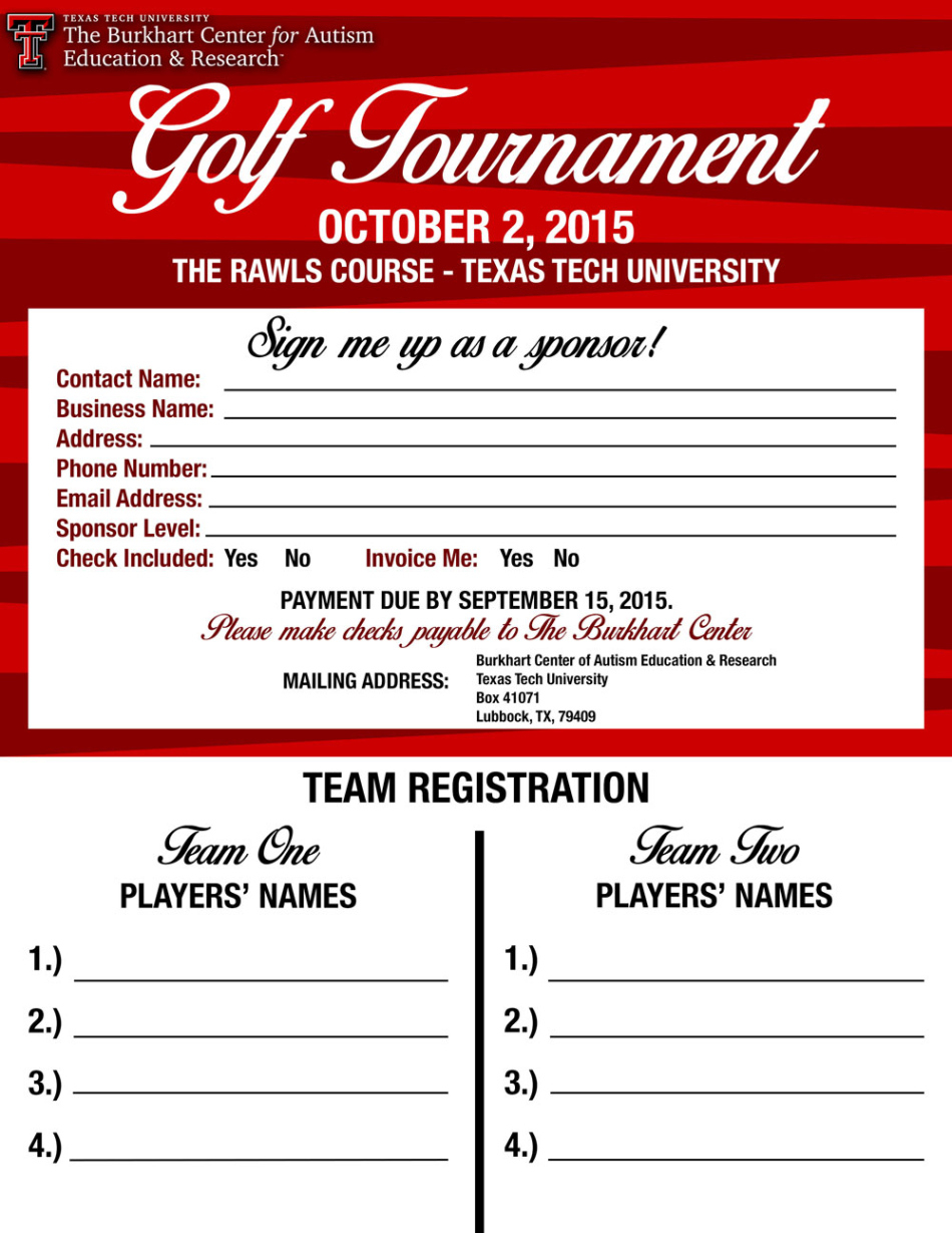 printable golf tournament  information for families  burkhart center  ttu golf tournament sign in sheet template word