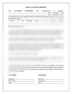 printable lease cosigner agreement residential lease cosigner addendum co signer agreement template pdf