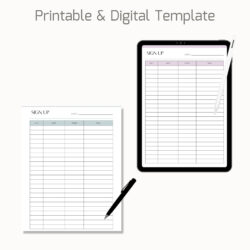 printable sign up sheet contact sheet event sign up form party sign up email sign up customer sign up sheet template excel