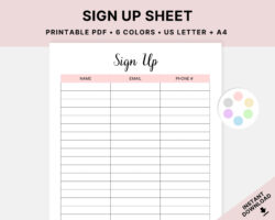 printable sign up sheet sign up form event sign in template  etsy event sign up sheet template excel