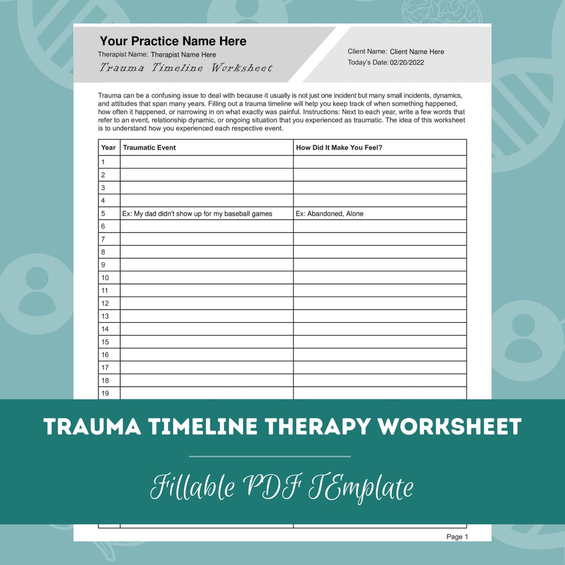 Printable Trauma Timeline Template Powerpoint