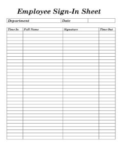 sample employee sign in sheet printable form digital file instant download editable black and white employee sign in sheet template