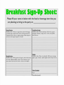 sample food sign up sheet template food sign up sheet template