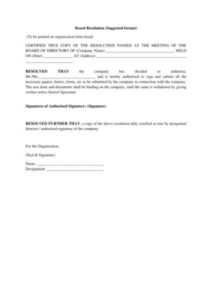 sample free 6 business resolution forms in pdf corporate resolution for signing authority template example