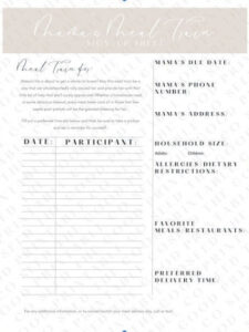 sample mama&amp;#039;s meal train signup sheet printable template  etsy meal train sign up sheet template sample