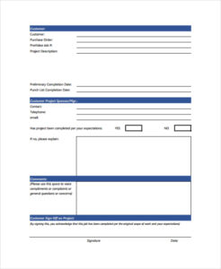 Blank Acknowledgement Sign Off Template Doc Sample