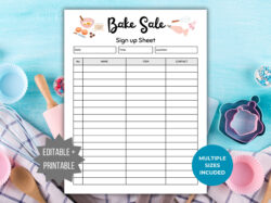 Blank Bake Sale Sign Up Sheet Template Doc