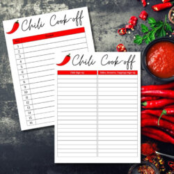 Blank Chili Cook Off Sign Up Sheet Template Word