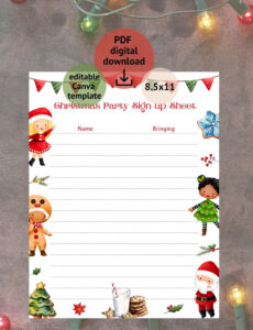 Blank Christmas Party Sign Up Sheet Template Word