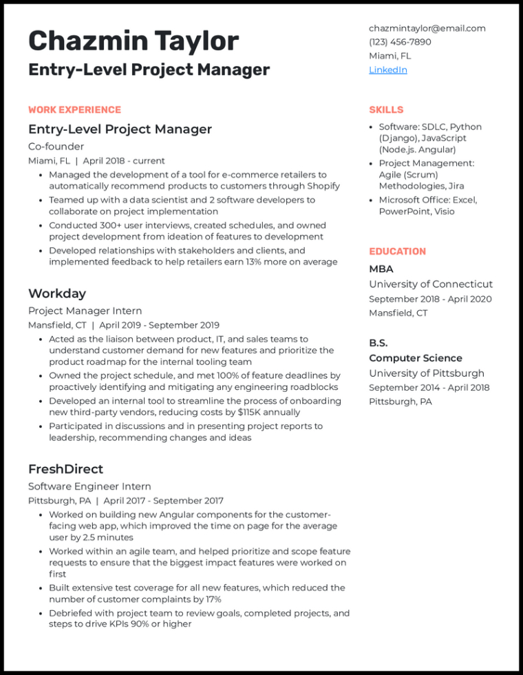 Blank Construction Project Management Resume Templates Example