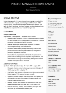 Blank Construction Project Management Resume Templates Word