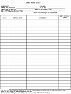 Blank Job Completion Sign Off Form Template Word