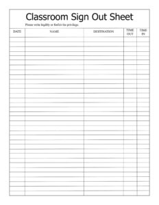 Blank Office Supplies Sign Out Sheet Template