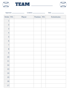 Blank Tournament Sign Up Sheet Template