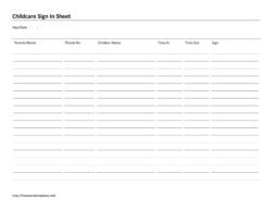 Child Care Sign In And Out Sheet Template Excel