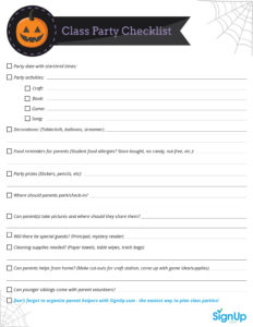 Class Party Sign Up Sheet Template Doc Sample