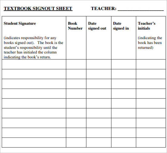 Classroom Sign Out Sheet Template Word