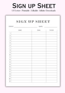 Custom Book Club Sign Up Sheet Template  Sample