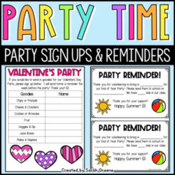 Custom Class Party Sign Up Sheet Template Excel