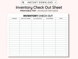 Custom Material Sign Out Sheet Template Word