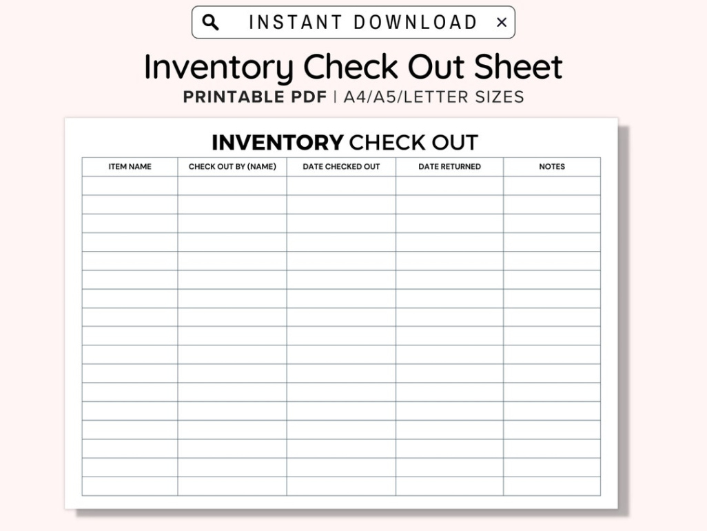 Custom Material Sign Out Sheet Template Word