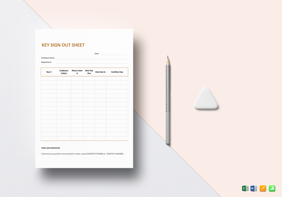 Custom Office Key Sign Out Sheet Template Word Sample