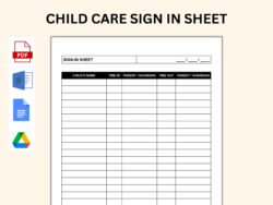 Custom Preschool Sign In And Out Sheet Template Word